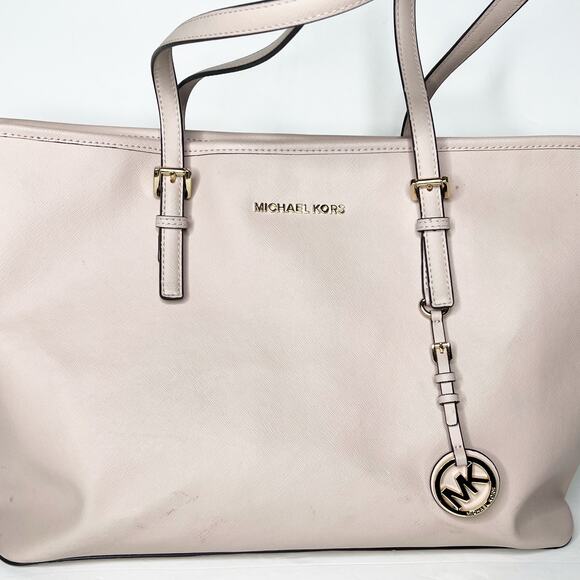 MICHAEL KORS Jet Set Travel Tote Handbag Saffiano Leather Powder Blush Pink OS - Picture 3 of 16